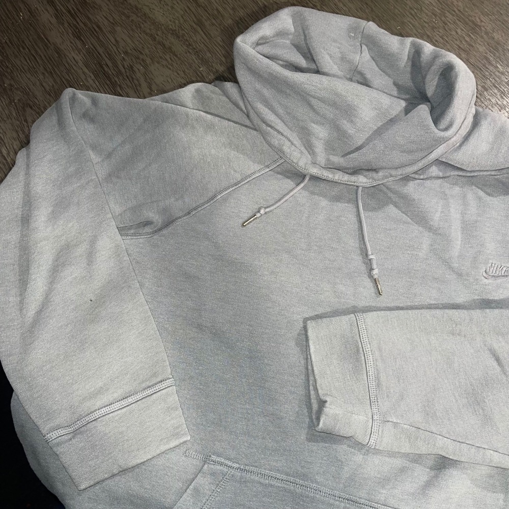 Nike Womens XL Grey Funnel Neck Hoodie Cowl Neck Pullover 526691-065 Y2K Vintage